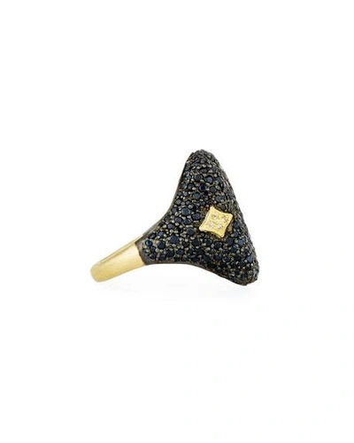 Shop Armenta Old World Black Sapphire Signet Ring In Yellow/black