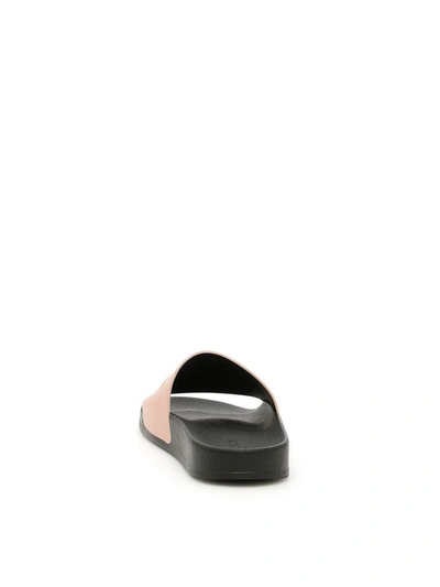Shop Balmain Leather And Rubber Calypso Slides In Powder|rosa