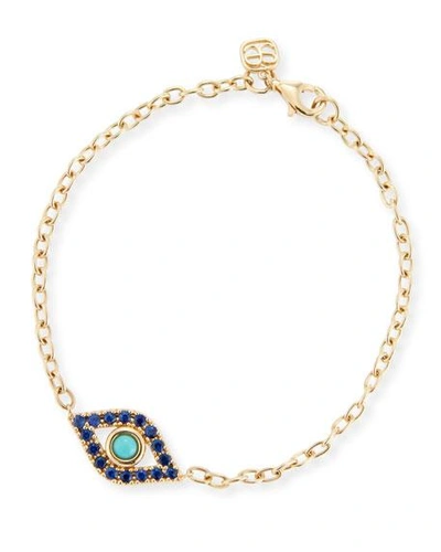 Shop Sydney Evan Sapphire & Turquoise Evil Eye Chain Bracelet In Gold