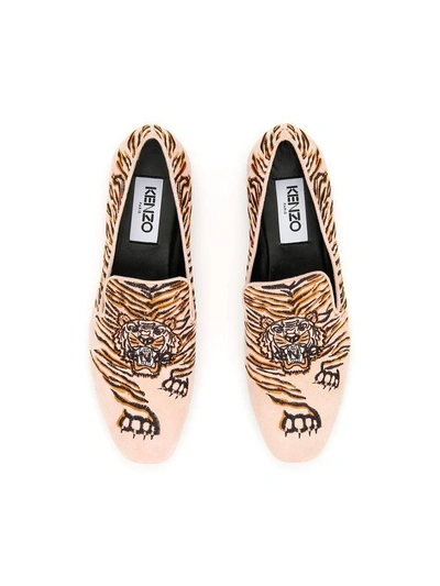 Shop Kenzo Suede Tiger Moccasins In Peau (pink)