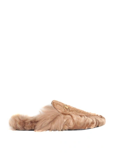 Shop Gucci Princetown Lamb Fur Slipper In Bianco