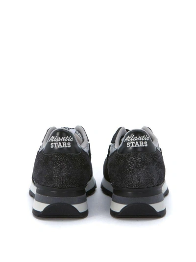 Shop Atlantic Stars Vega Sneaker In Black Glitter Suede In Nero
