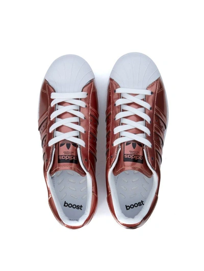 Shop Adidas Originals Superstar Boost Copper Metal Skneaker In Rosa