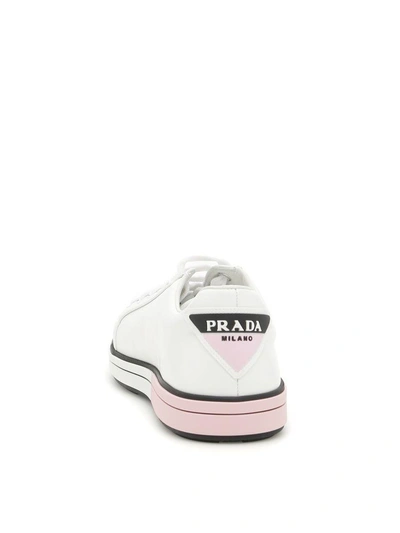 Shop Prada Soft Calfskin Sneakers In Bianco + Rosabianco