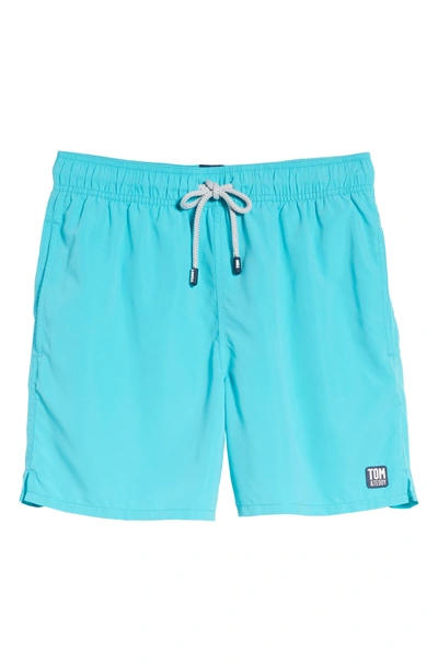 Shop Tom & Teddy Solid Swim Trunks In Pool Blue