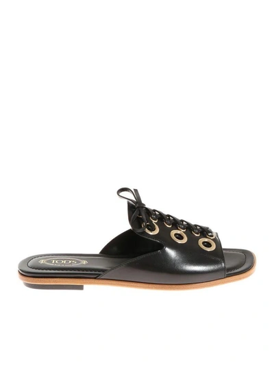 Shop Tod's Lace-up Mules In Black