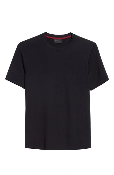 Shop Emporio Armani Slim Fit Stretch Crewneck T-shirt In Solid Blue Navy