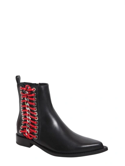 Shop Alexander Mcqueen Braided Chain Ankle Boots In Nero