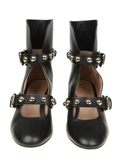 Shop Red Valentino Black Leather Bootie Sandal With Applied Studs