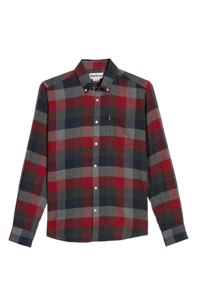 Shop Barbour Angus Tailored Fit Check Twill Shirt In Grey Marl