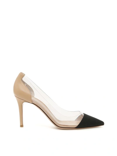 Shop Gianvito Rossi Plexi 85 Pumps In Decolette Grograin Plexi 85mm Bi Materialnero