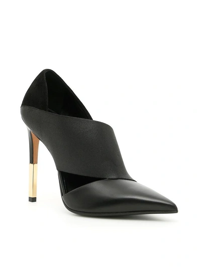 Shop Balmain Suede And Leather Audrey Pumps In Noir-blacknero