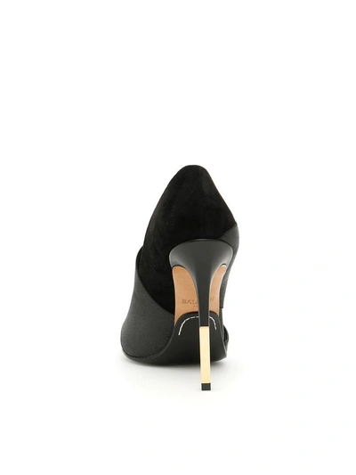 Shop Balmain Suede And Leather Audrey Pumps In Noir-blacknero