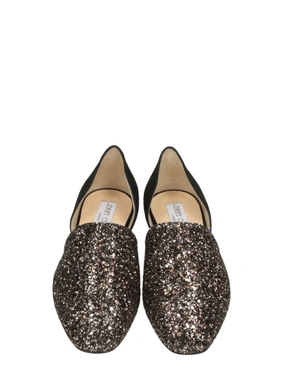 Shop Jimmy Choo Glitter And Suede Globe Flats Sandals In Bordeaux