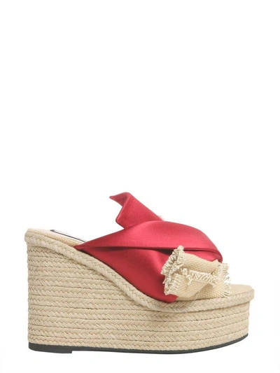 Shop N°21 Mule Sandals With Satin Bow In Rosso