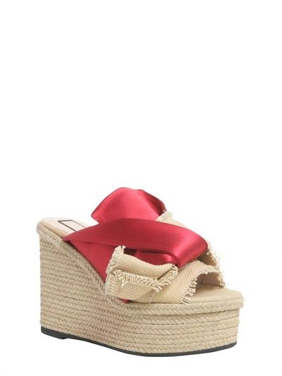 Shop N°21 Mule Sandals With Satin Bow In Rosso
