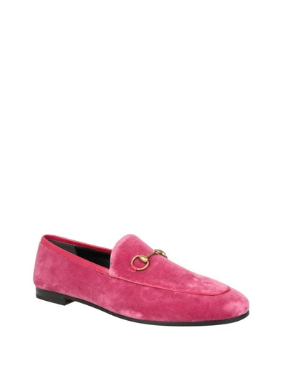 Shop Gucci Jordaan Velvet Loafer In Rosa