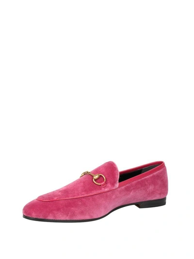 Shop Gucci Jordaan Velvet Loafer In Rosa