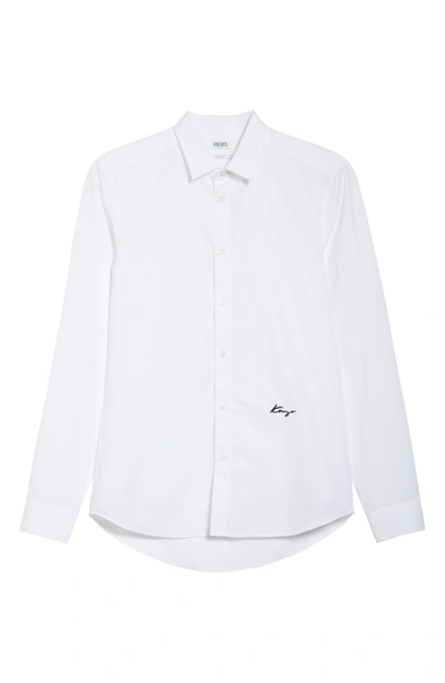 Shop Kenzo Slim Fit Embroidered Shirt In White