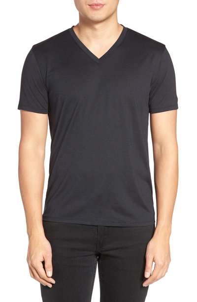 Shop Gucci Silk & Cotton V-neck T-shirt In Eclipse