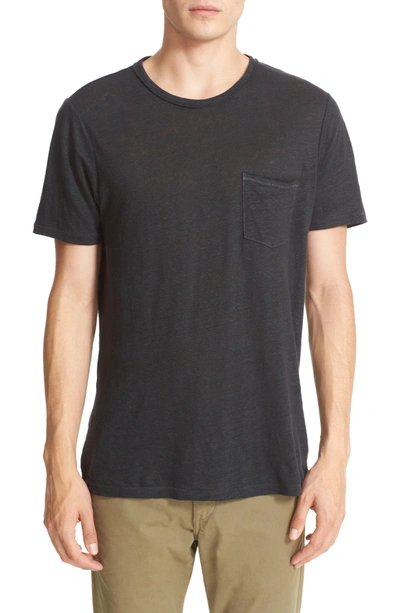 Shop Rag & Bone Owen Slub Linen T-shirt In Black