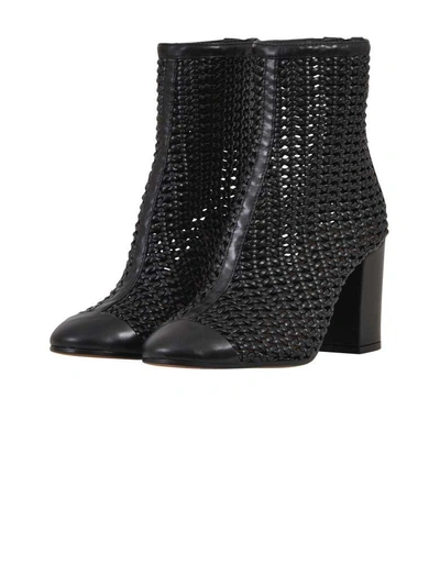 Shop Golden Goose Woven Leather Boots In Black