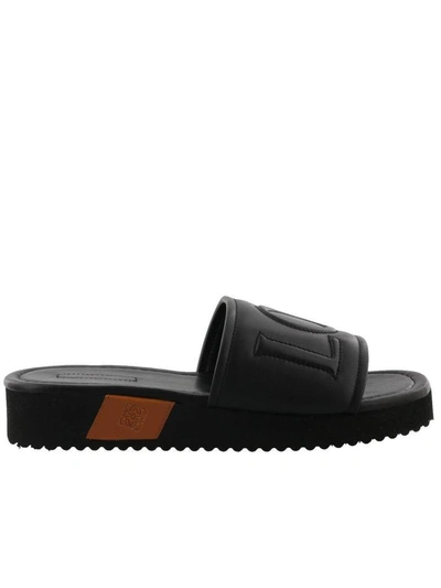 Shop Loewe Slide Sandal In Black-tan