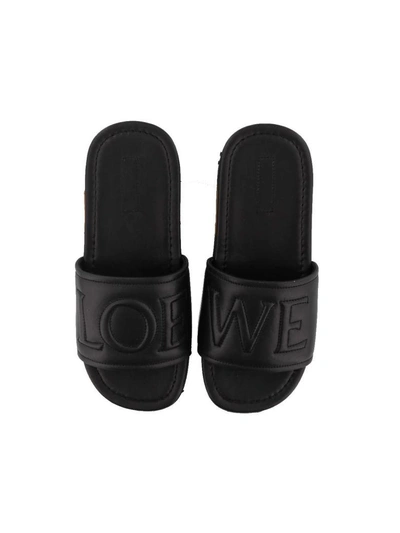 Shop Loewe Slide Sandal In Black-tan