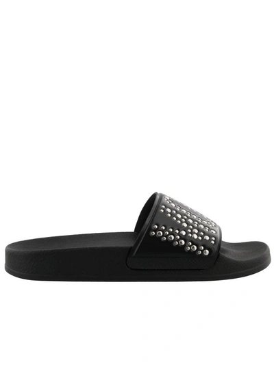 Shop Moschino Pool Slides In Black