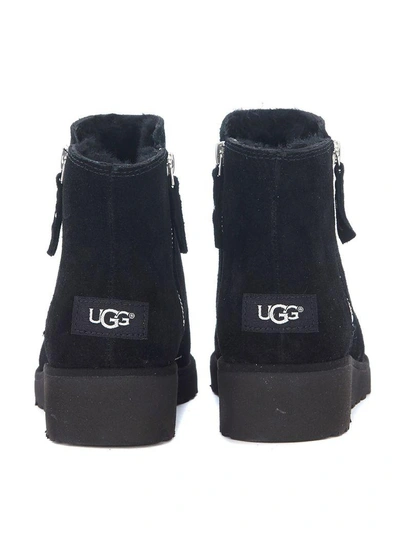 Ugg Shala Black Suede Leather Ankle Boots With Double Slider Zip In Nero |  ModeSens