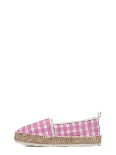 Shop Dondup Pink/white Checked Espadrilles In Pink - White
