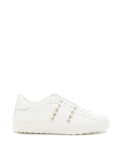 Shop Valentino Rockstud Untitled Sneakers In Biancobianco
