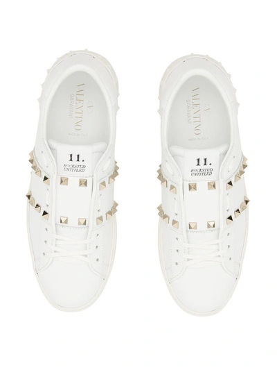Shop Valentino Rockstud Untitled Sneakers In Biancobianco
