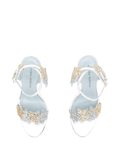 Shop Chiara Ferragni Glitter Sandals In Silver Gometallico