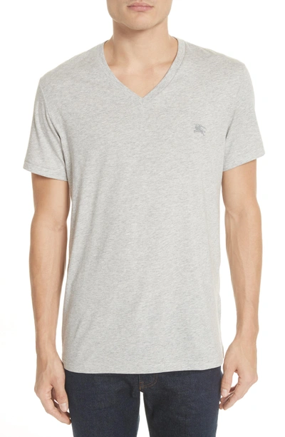 Shop Burberry Jadforth V-neck T-shirt In Pale Grey Melange