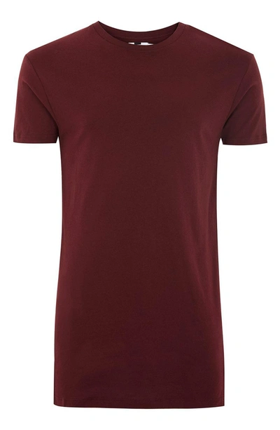 Shop Topman Muscle Fit Longline T-shirt In Burgundy