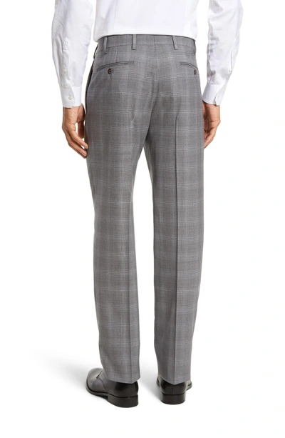 Shop Zanella Devon Flat Front Plaid Wool Trousers In Light Grey