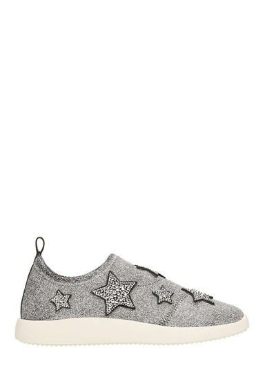Shop Giuseppe Zanotti Alana Star Silver Fabric Slip On Sneaker With Stars