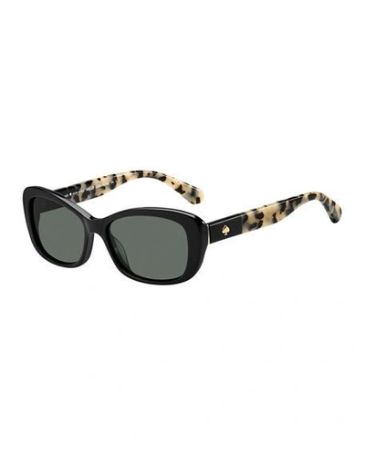 Shop Kate Spade Claretta Two-tone Oval Sunglasses In Black