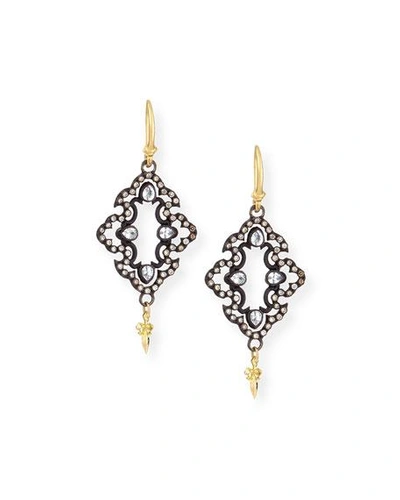 Shop Armenta Open Scroll Diamond Drop Earrings In Old World