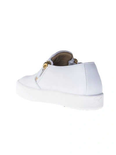 Shop Giuseppe Zanotti Eve Laceless Sneakers In Bianco