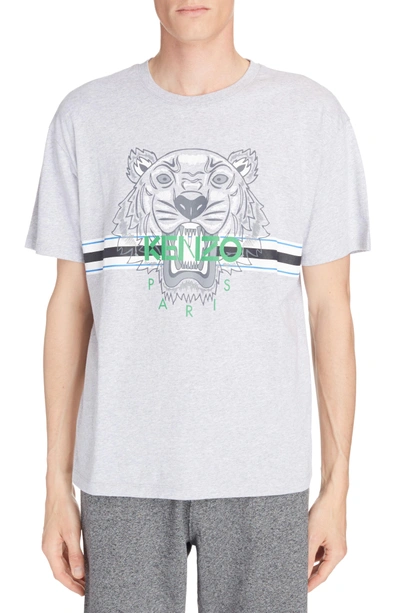 Shop Kenzo Tiger Stripe Graphic T-shirt In Pale Grey