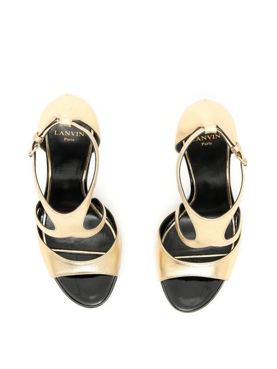Shop Lanvin Suede Sandals In Goldmetallico