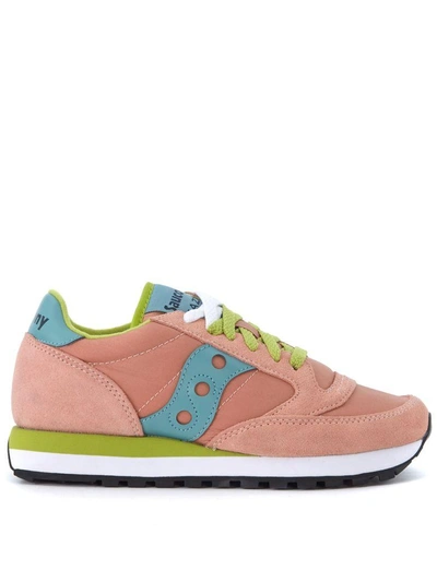 Shop Saucony Jazz Pink Suede And Nylon Sneaker In Rosa