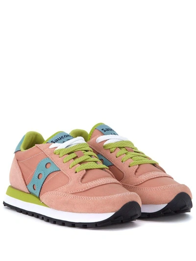 Shop Saucony Jazz Pink Suede And Nylon Sneaker In Rosa