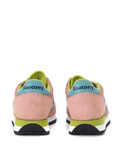 Shop Saucony Jazz Pink Suede And Nylon Sneaker In Rosa