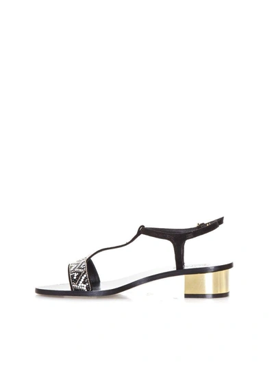 Shop Ferragamo Evia Embellished Suede Sandals In Black