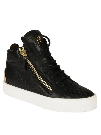 Shop Giuseppe Zanotti Crocodile Embossed Kriss Sneakers In Nero