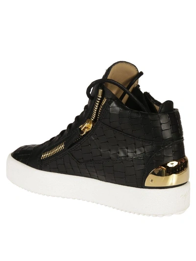 Shop Giuseppe Zanotti Crocodile Embossed Kriss Sneakers In Nero