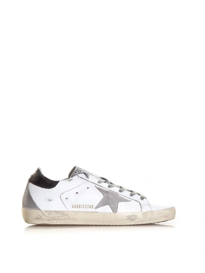 Shop Golden Goose 20mm Super Star Leather Sneakers In White/grey